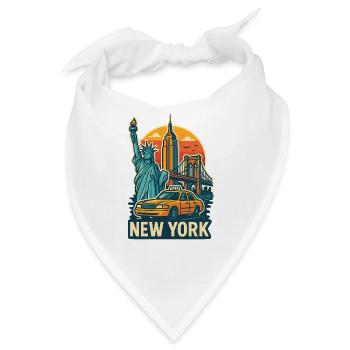 Ikonische Illustration der Wahrzeichen von New York City - Bandana - Weiß - Vorne