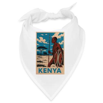 Kenya Maasai Warrior Nature Illustration - Bandana - Weiß - Vorne