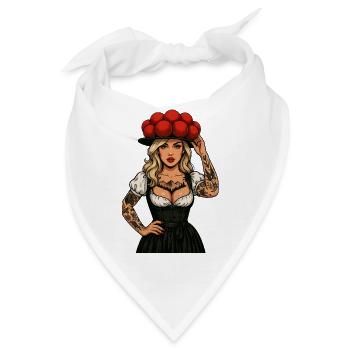 Bollenhut Tattoo Girl Feldberg Schwarzwald Tracht - Bandana - Weiß - Vorne