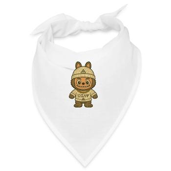 Bärchen Kuscheltier mit Streetwear-Style - Bandana - Weiß - Vorne