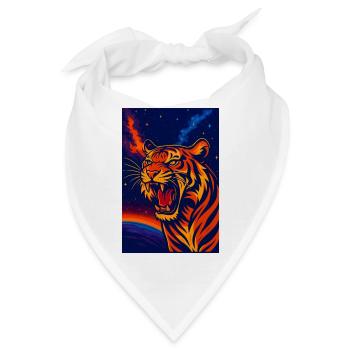 Himmlisches Tigernebel-Design, Liebestiger - Bandana - Weiß - Vorne