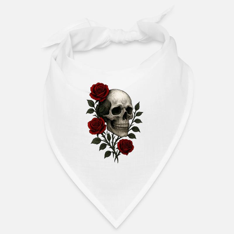 Gothic Skull with Romantic Roses Design Bandana