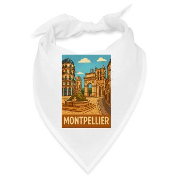 Der Brunnen von Montpellier und die historische Architektur - Bandana - Weiß - Vorne