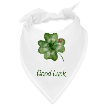 Good Luck – Kleeblatt mit Marienkäfer - Bandana - Weiß - Vorne