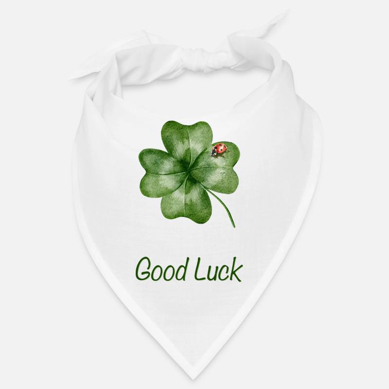 Good Luck – Kleeblatt mit Marienkäfer - Bandana - Weiß