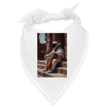 Astronaut mit Cello auf uralten Stufen - Bandana - Weiß - Vorne