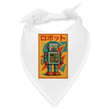 ROBOT Retro Blech Spielzeug Kunstdruck in japanischem Katakana - Bandana - Weiß - Vorne