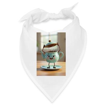 Cartoon Schatz Teekanne Sparschwein - Bandana - Weiß - Vorne