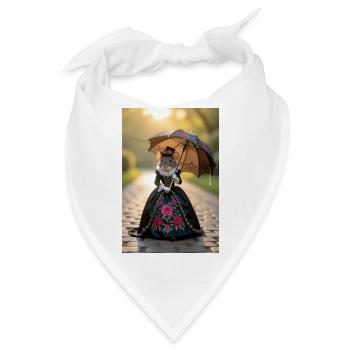 Elegante Maus im viktorianischen Kleid - Bandana - Weiß - Vorne