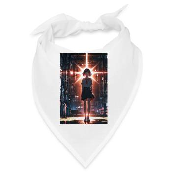 Urbanes Mädchen mit futuristischer Beleuchtung - Bandana - Weiß - Vorne