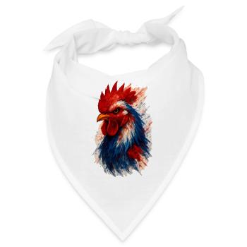 Französischer Hahn (Trikolore) - Bandana - Weiß - Vorne