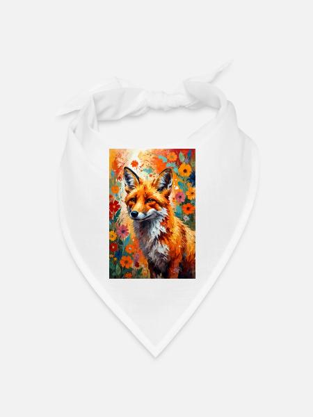 Fox flowers abstract fox lover gift - Bandana - white - Front
