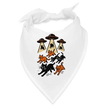 Alien Ufos Ufo Katze Katzen beamen Geschenk - Bandana - Weiß - Vorne
