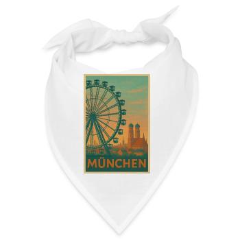 Historischer Münchner Riesenrad-Silhouette - Bandana - Weiß - Vorne