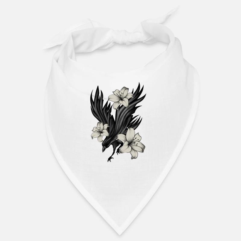 Corbeau noir avec lys blancs Bandana