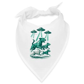 Alien Ufos Ufo Hunde beamen retro grün Geschenk - Bandana - Weiß - Vorne