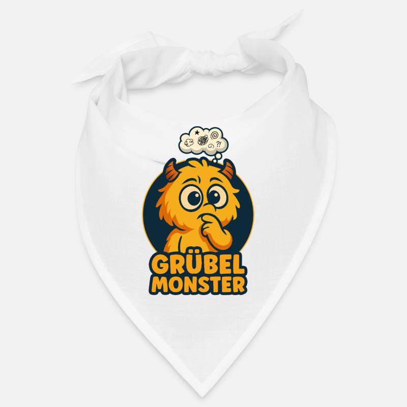 Brooding Monsters – Cute, Thoughtful & Funny - Bandana - white