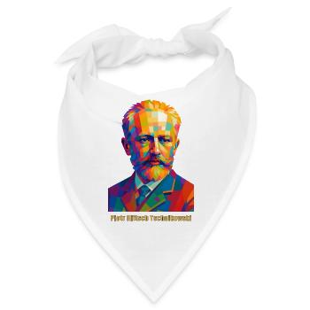 Farbige Gemälde-Ikonografie von Tschaikowski - Bandana - Weiß - Vorne