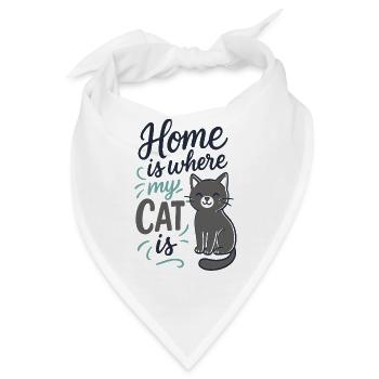 Home is where my cat is – Katzen Spruchmotiv - Bandana - Weiß - Vorne