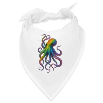 Bunter Regenbogen Oktopus Design - Bandana - Weiß - Vorne