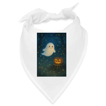 Niedlicher Halloween Geist mit Kürbislaterne - Bandana - Weiß - Vorne