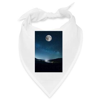 Nächtlicher Vollmond über Bergen - Bandana - Weiß - Vorne