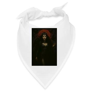 Dunkle Göttin und Krähen – Roter Mond - Bandana - Weiß - Vorne