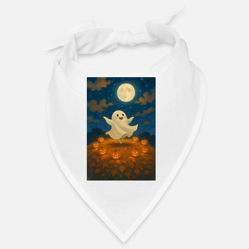 Moonlit Ghost Among Pumpkins Bandana