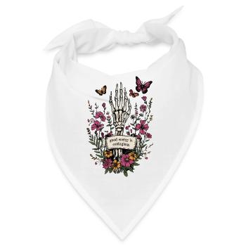 good energy is contagious - skelett blumen - Bandana - Weiß - Vorne