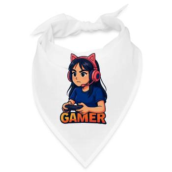 Gamer Katze Ohr Avatar, Liebe Gaming - Bandana - Weiß - Vorne
