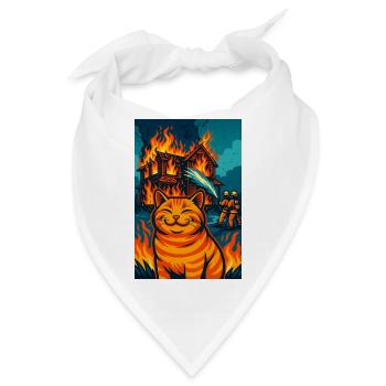 Lustige orangefarbene Katze, Feuerwache katzenartiges Inferno - Bandana - Weiß - Vorne