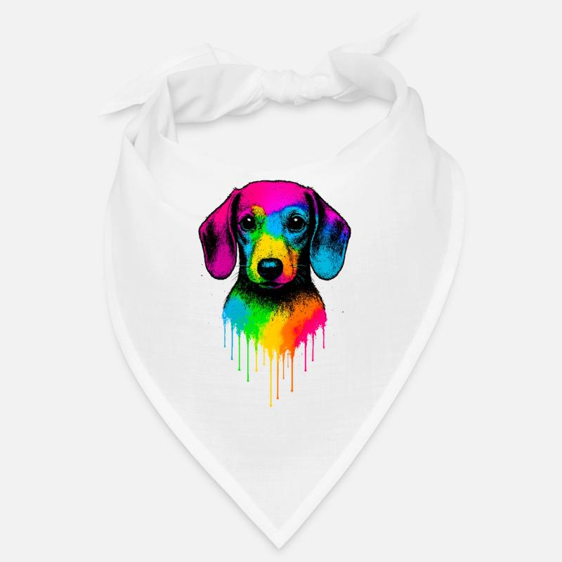 Rainbow Dachshund Drop Art Bandana