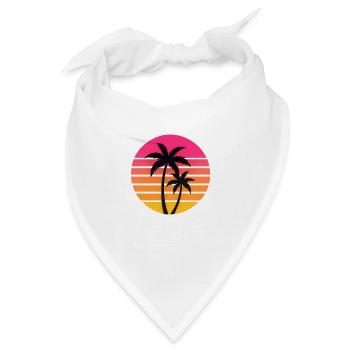 Sonnenuntergang Palmen Silhouette Retro - Bandana - Weiß - Vorne