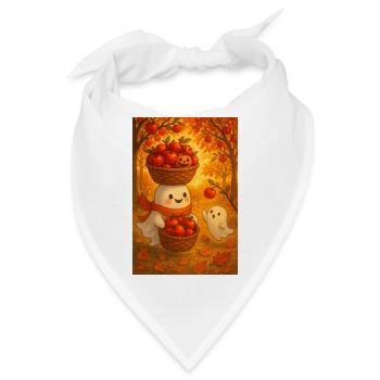 Halloween Geister bei Apfelernte - Bandana - Weiß - Vorne