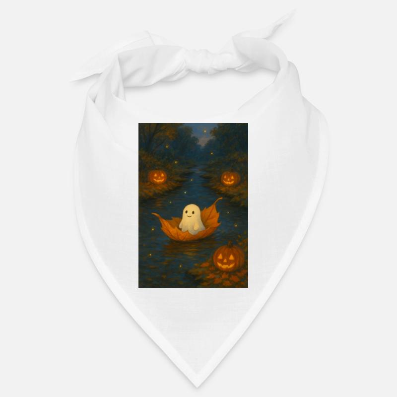 Cute Ghost in Autumn Foliage Bandana
