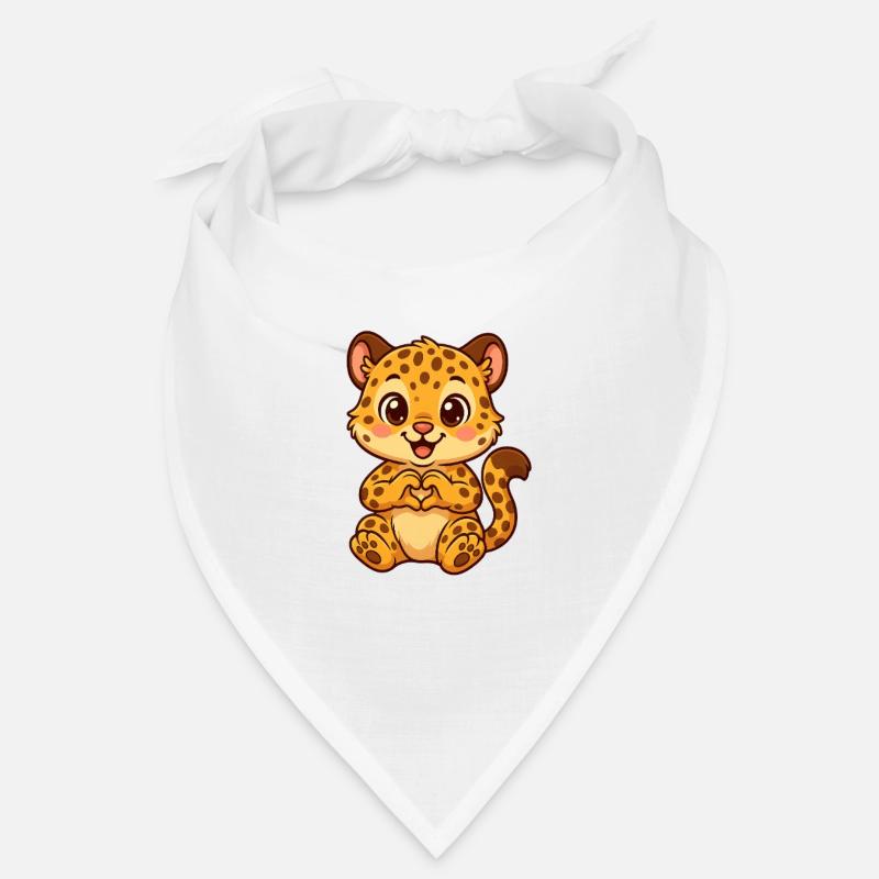 Cute leopard with heart hands Bandana