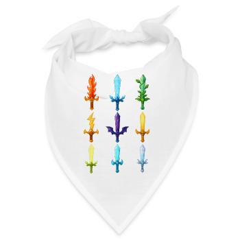 Bunte Fantasy Schwerter Design - Bandana - Weiß - Vorne