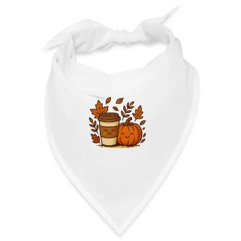 Herbstkaffee mit Kürbis - Bandana - Weiß - Vorne