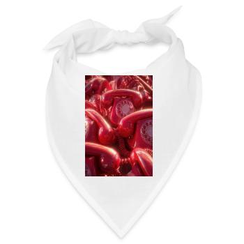 Retro Rote Wählscheibentelefone - Bandana - Weiß - Vorne