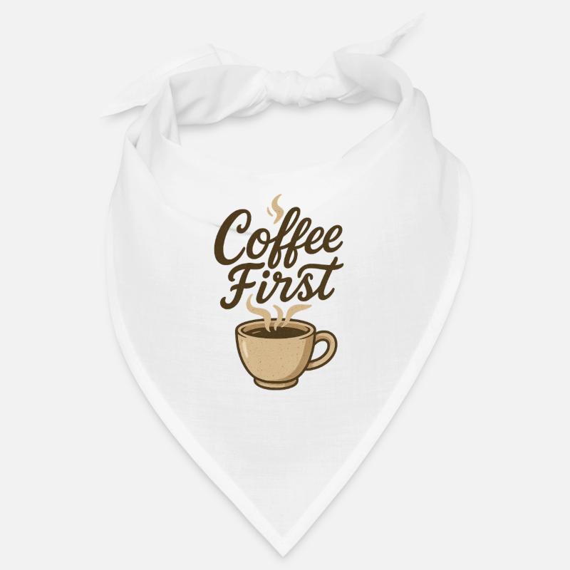 Coffee First Kaffee Illustration - Bandana - white
