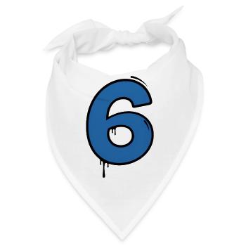 Graffiti Ziffer 6 Blau - Bandana - Weiß - Vorne