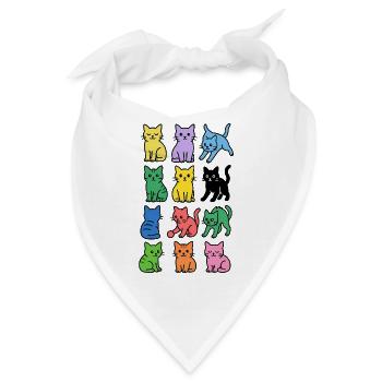 Regenbogenkatzen in knalligen Farben - Bandana - Weiß - Vorne