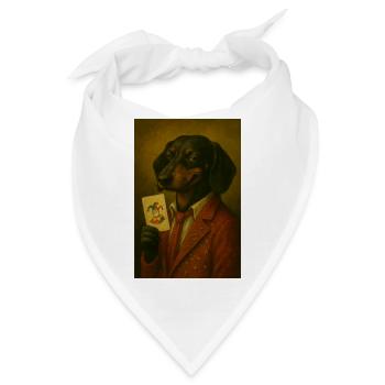 Dackel im Sternenanzug mit Jokerkarte - Bandana - Weiß - Vorne