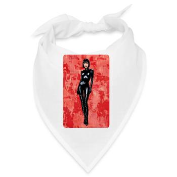 T-SHIRT LATEX NOIR BDSM PIN-UP STYLE DESIGN - Bandana - Weiß - Vorne