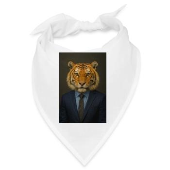 Tiger im Business-Anzug - Bandana - Weiß - Vorne