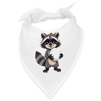 Waschbär mit grossem Schneeball - Bandana - Weiß - Vorne