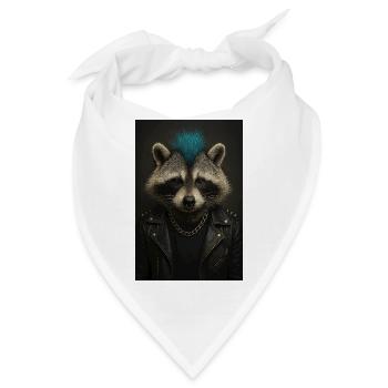 Punk-Waschbär im Lederjacke - Bandana - Weiß - Vorne