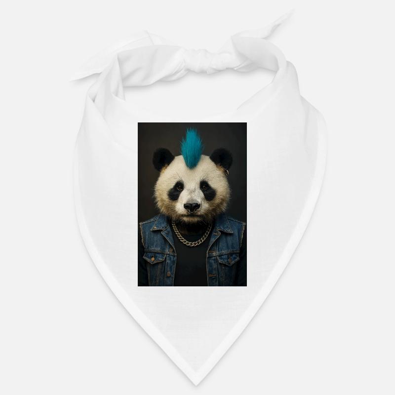 Panda Punk avec Mohawk bleu Bandana
