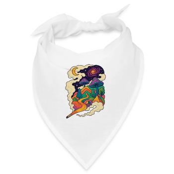 Psychedelische Pilzlandschaft Pfad - Bandana - Weiß - Vorne