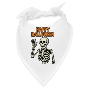 Frohes Halloween - Skelett - Bandana - Weiß - Vorne